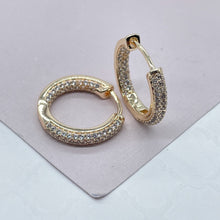 Load image into Gallery viewer, 18k Gold Filled Pave Small Hoops