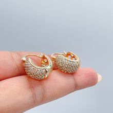 Load image into Gallery viewer, 18k Gold Filled Micro Pave Cubic Zirconia Hoop Earrings (9mm)