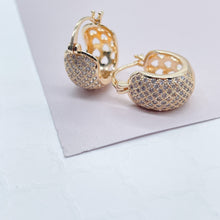 Load image into Gallery viewer, 18k Gold Filled Micro Pave Cubic Zirconia Hoop Earrings (9mm)