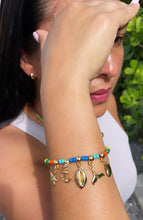 Load image into Gallery viewer, 18k Gold Filled Colorful Beads Sea Inspired Charm Set Bracelet n Necklace Marine