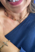 Load image into Gallery viewer, 18k Gold Filled Smooth Long Paper Clip Set With Toggle Enclosure