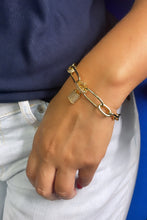 Load image into Gallery viewer, 18k Gold Filled Lock Charm Bracelet: Chunky Cubic Zirconia Chain