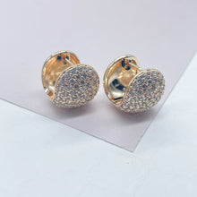 Load image into Gallery viewer, 18k Gold Filled 13mm Chubby Pave Clicker Hoop
