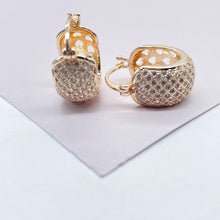 Load image into Gallery viewer, 18k Gold Filled Micro Pave Cubic Zirconia Hoop Earrings (9mm)
