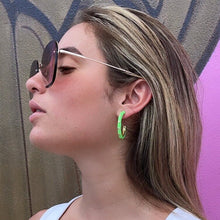 Load image into Gallery viewer, 18k Gold Filled Hoop Earrings: Colorful Enamel with Stars (35mm)