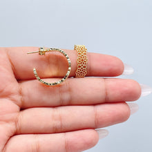 Load image into Gallery viewer, 18k Gold Filled Dotted Flower Open Hoop Earrings Wholesale Jewelry Supplies