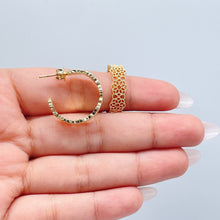 Load image into Gallery viewer, 18k Gold Filled Dotted Flower Open Hoop EarringsWholesale Jewelry Supplies