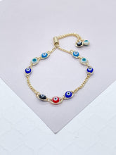 Load image into Gallery viewer, 18K Gold Filled Adjustable Link Bracelet With Multi-Colored BraceletWholesale Jewelry Supplies