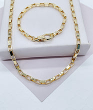 Load image into Gallery viewer, 18k Gold Filled Short Link Paper Clip Set With Hand-cuff Lobster Clasp