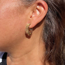 Load image into Gallery viewer, 18k Gold Filled Dotted Flower Open Hoop EarringsWholesale Jewelry Supplies