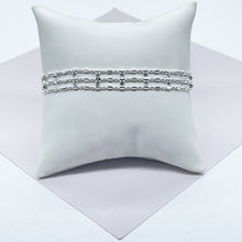 Load image into Gallery viewer, 18k Silver Filled Silver 3 layered Dash & Dot Bracelet Patterned With Zirconia Stones
