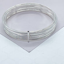 Load image into Gallery viewer, 18k Silver Filled Silver Bangle Bracelet With Smooth and Textured Thin Layers