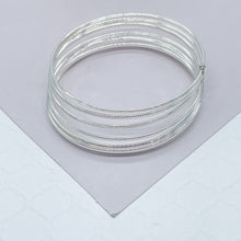 Load image into Gallery viewer, 18k Silver Filled Silver Bangle Bracelet With Smooth and Textured Thin Layers