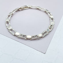 Load image into Gallery viewer, 18k Silver Filled Link Bracelet Patterned With Zirconia