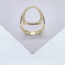 Load image into Gallery viewer, 18k Gold Filled Oval Ring Surrounded with Micro Pave Zirconia Stones Wholesale Jewelry Supplies