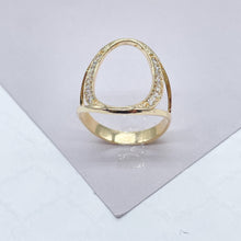 Load image into Gallery viewer, 18k Gold Filled Oval Ring Surrounded with Micro Pave Zirconia Stones Wholesale Jewelry Supplies
