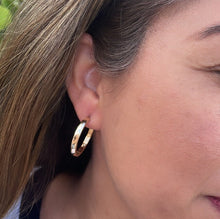 Load image into Gallery viewer, 18k Gold Filled Hoop Earrings: Medium Sharp Edge Dainty Hoops
