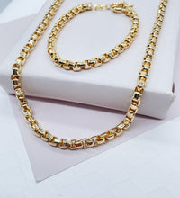 Load image into Gallery viewer, 18k Gold Filled 3mm Thick Box Set necklace and braceletWholesale Jewelry Supplies