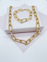 Load image into Gallery viewer, 18k Gold Filled 10mm Thick Paper Clip Set necklace and braceletWholesale Jewelry Supplies