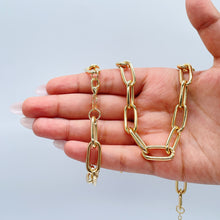 Load image into Gallery viewer, 18k Gold Filled 10mm Thick Paper Clip Set necklace and bracelet Wholesale Jewelry Supplies