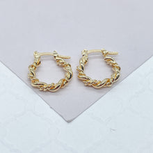 Load image into Gallery viewer, 18k Gold Filled Multi-Twisted Small Hoop Earrings