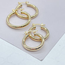 Load image into Gallery viewer, 18k Gold Filled Medium Thin Plain Hoop Earrings