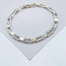 Load image into Gallery viewer, 18k Silver Filled Link Bracelet Patterned With Zirconia