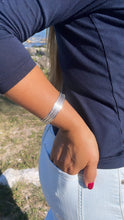 Load image into Gallery viewer, 18k Silver Filled Silver Bangle Bracelet With Smooth and Textured Thin Layers