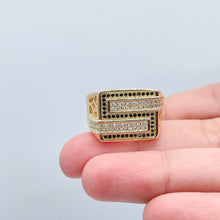 Load image into Gallery viewer, 18k Gold Filled Mens Ring With White and Black Micro Zircon Stones