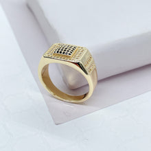 Load image into Gallery viewer, 18k Gold Filled Square Shaped Ring Layered With Small Black Pave Square