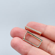 Load image into Gallery viewer, 18k Gold Filled This Rectangle Shaped Earring Single Layered Pave Line