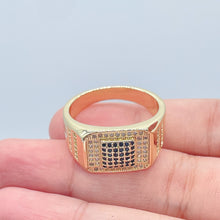 Load image into Gallery viewer, 18k Gold Filled Square Shaped Ring Layered With Small Black Pave Square
