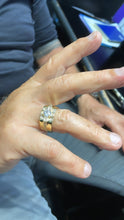 Load image into Gallery viewer, 18k Gold Filled Cubic Patterned Mens Ring Featuring Diamond Cut Zircon Stone