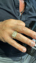 Load image into Gallery viewer, 18k Gold Filled Mens Ring Patterned With Arrow Symbol With Pave Stones