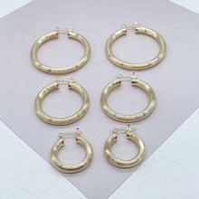 Load image into Gallery viewer, 18k Gold Filled Plain Hoops in three sizes featuring a layered wire pattern