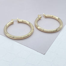 Load image into Gallery viewer, 18k Gold Filled Plain Hoops in three sizes featuring a layered wire pattern