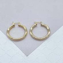 Load image into Gallery viewer, 18k Gold Filled Plain Hoops in three sizes featuring a layered wire pattern