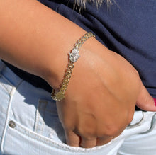 Load image into Gallery viewer, 18k Gold Filled Bismarck Chain Bracelet Stamped With Hamsa Hand