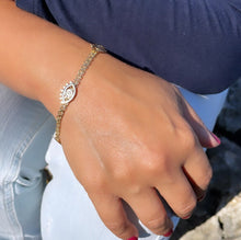 Load image into Gallery viewer, 18k Gold Filled Bracelet with three plain Evil Eye Charms
