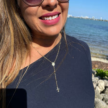 Load image into Gallery viewer, 18k Gold Filled Rosary Necklace: Beaded Virgin Mary Medal, Tiny Cross