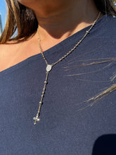 Load image into Gallery viewer, 18k Gold Filled Rosary Necklace: Beaded Virgin Mary Medal, Tiny Cross