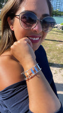 Load image into Gallery viewer, 18k Silver Filled See Through Bangle Bracelet, Patterned With Silver Pieces & Zirconia