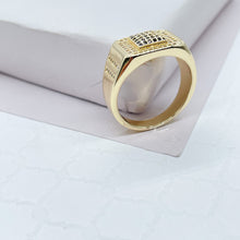 Load image into Gallery viewer, 18k Gold Filled Square Shaped Ring Layered With Small Black Pave Square