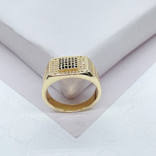 Load image into Gallery viewer, 18k Gold Filled Square Shaped Ring Layered With Small Black Pave Square