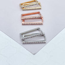 Load image into Gallery viewer, 18k Gold Filled This Rectangle Shaped Earring Single Layered Pave Line