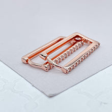 Load image into Gallery viewer, 18k Gold Filled This Rectangle Shaped Earring Single Layered Pave Line