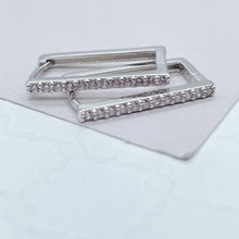 Load image into Gallery viewer, 18k Gold Filled This Rectangle Shaped Earring Single Layered Pave Line