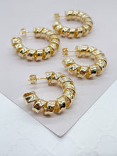 Load image into Gallery viewer, 18k Gold Filled Curled C Hoop Earrings: 30mm or 35mm