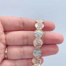 Load image into Gallery viewer, 18k Gold Filled Beaded Bangle Bracelet Patterned With Virgin Mary and Butterfly