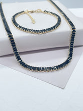 Load image into Gallery viewer, 18k Gold Filled Black Baguette Stone Set